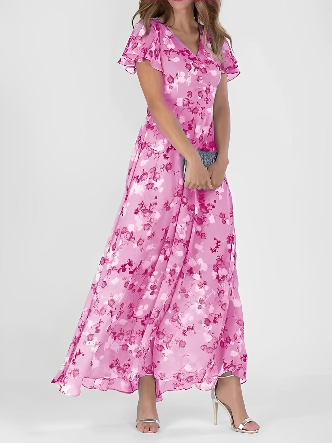 Giselle - Rochie midi elegantă cu imprimeu floral pentru femei