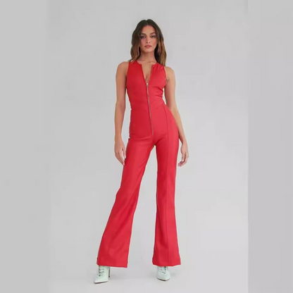 Suzanne - Salopetă de vară din denim cu spatele gol pentru femei