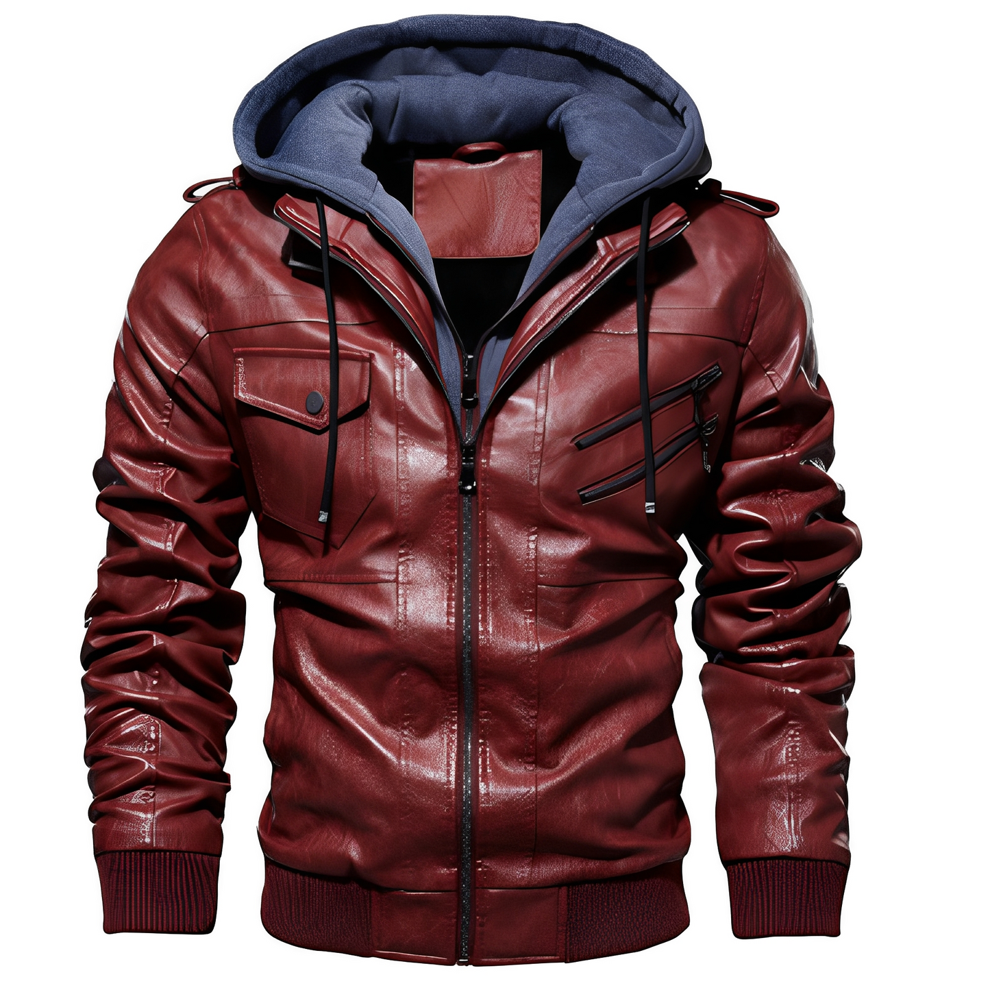 Brian - Jachetă de piele stilată cu glugă pentru bărbați