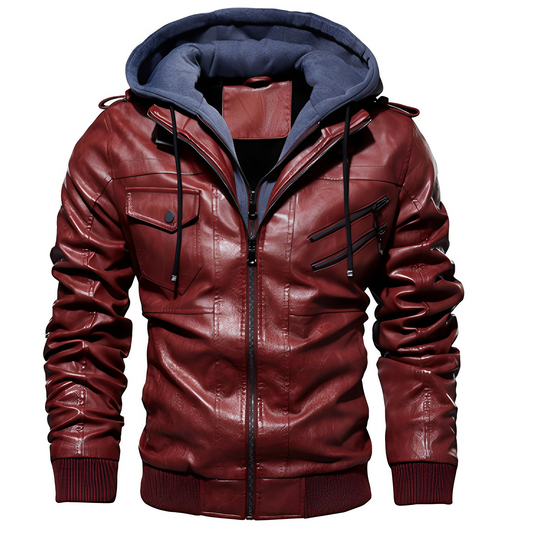 Brian - Jachetă de piele stilată cu glugă pentru bărbați