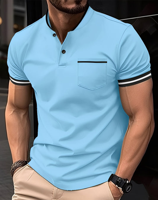 Wilford - Tricou polo din bumbac elegant cu buzunar pentru bărbați