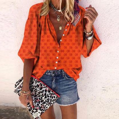 Isabella - Top cu flori și nasturi vintage