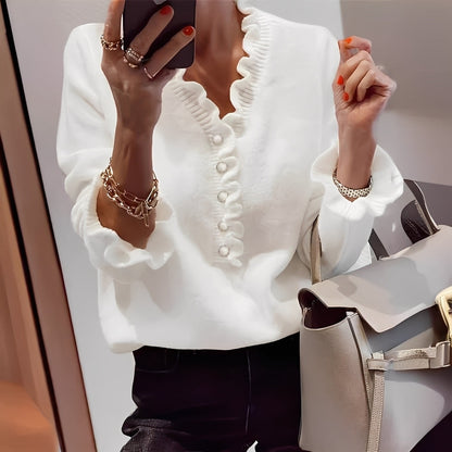 Isabella - Pulover tricotat elegant cu nasturi pentru femei