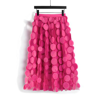 Haylee - Fustă midi elegantă din mesh pentru femei