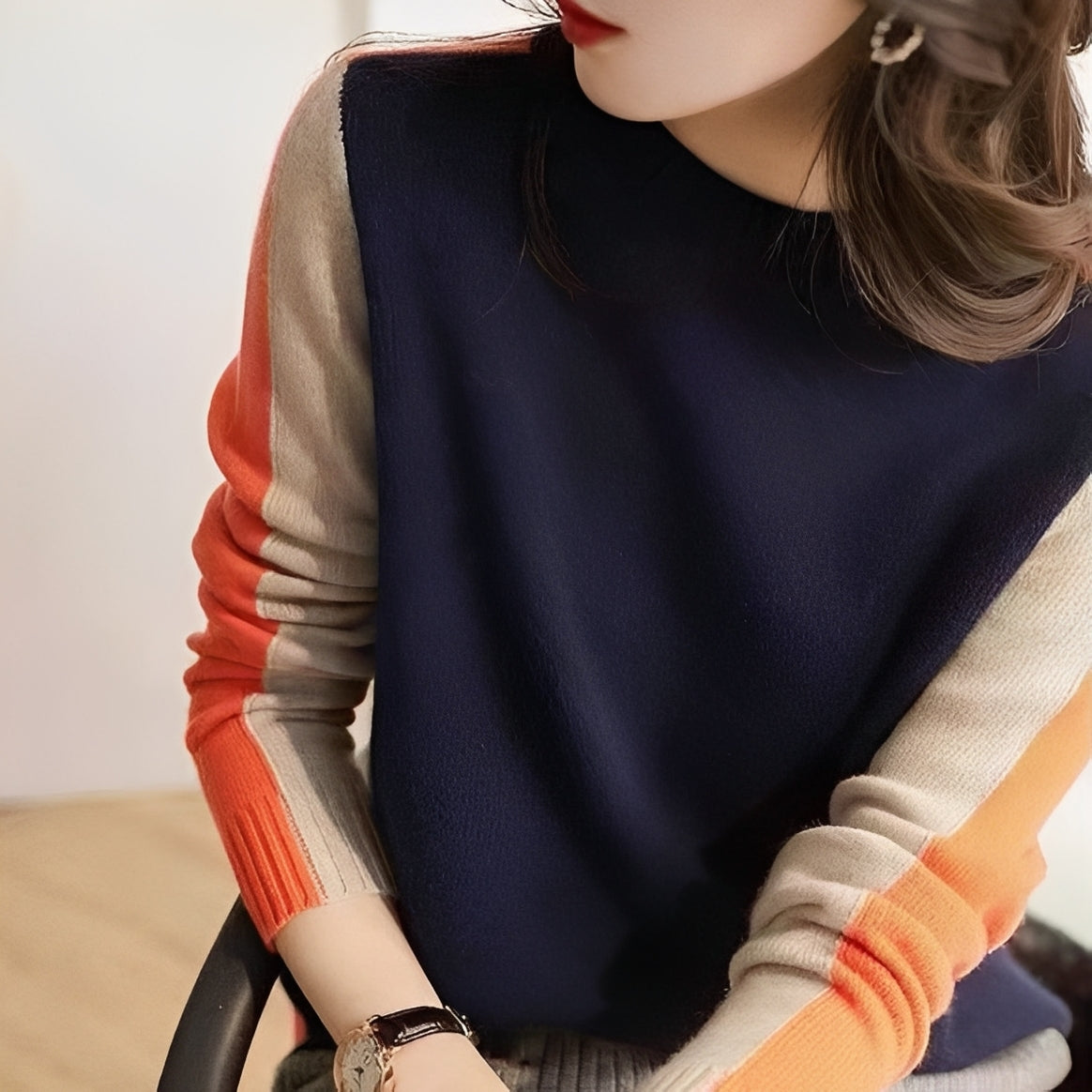 Allie - Pulover stilat cu dungi pentru femei