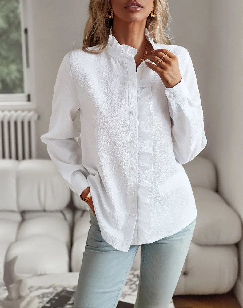 Bridgette - Bluza stilată cu dungi volan pentru femei