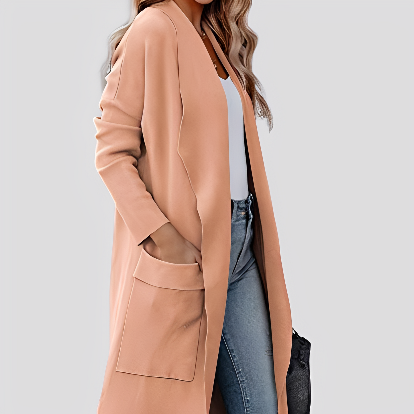 Chantal - Lässige lange Tweed-Strickjacke für Damen