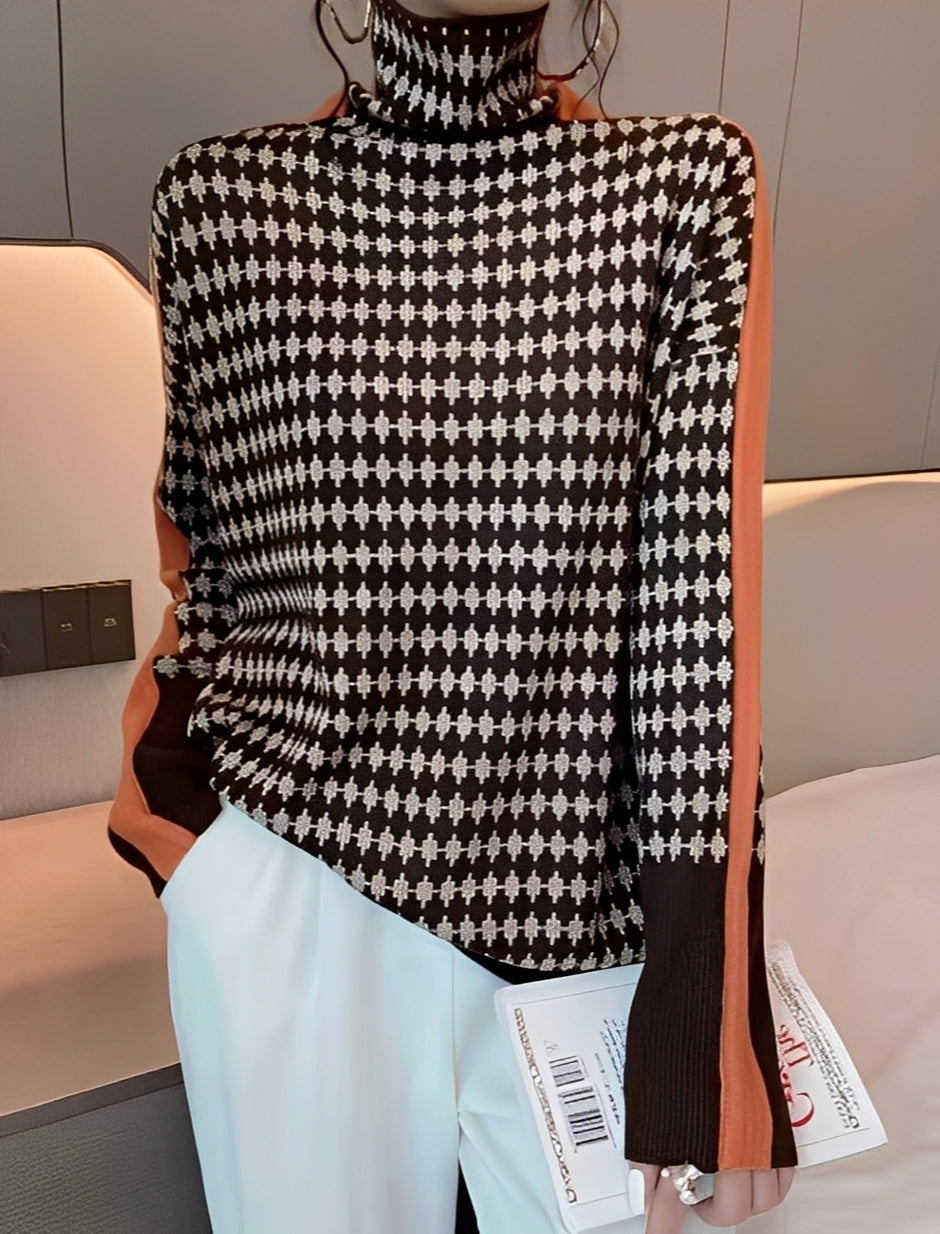 Bryony - Pulover tricotat stilat cu guler înalt pentru femei