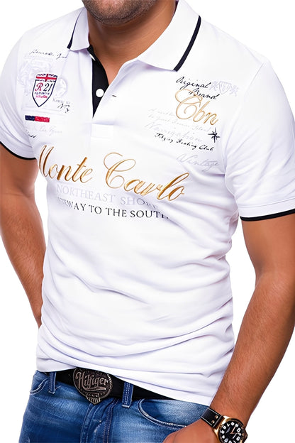 Brent - Poloshirt lejer cu print pentru bărbați