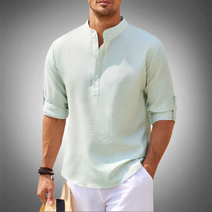 Adriennes - Cămașă pentru bărbați cu guler cu nasturi, confortabilă