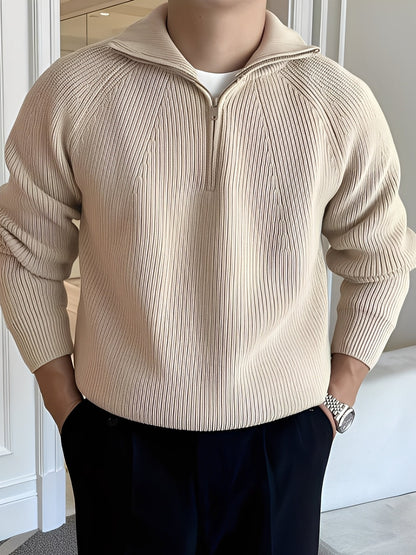 Lucas - Pulover tricotat elegant cu fermoar pe jumătate pentru bărbați