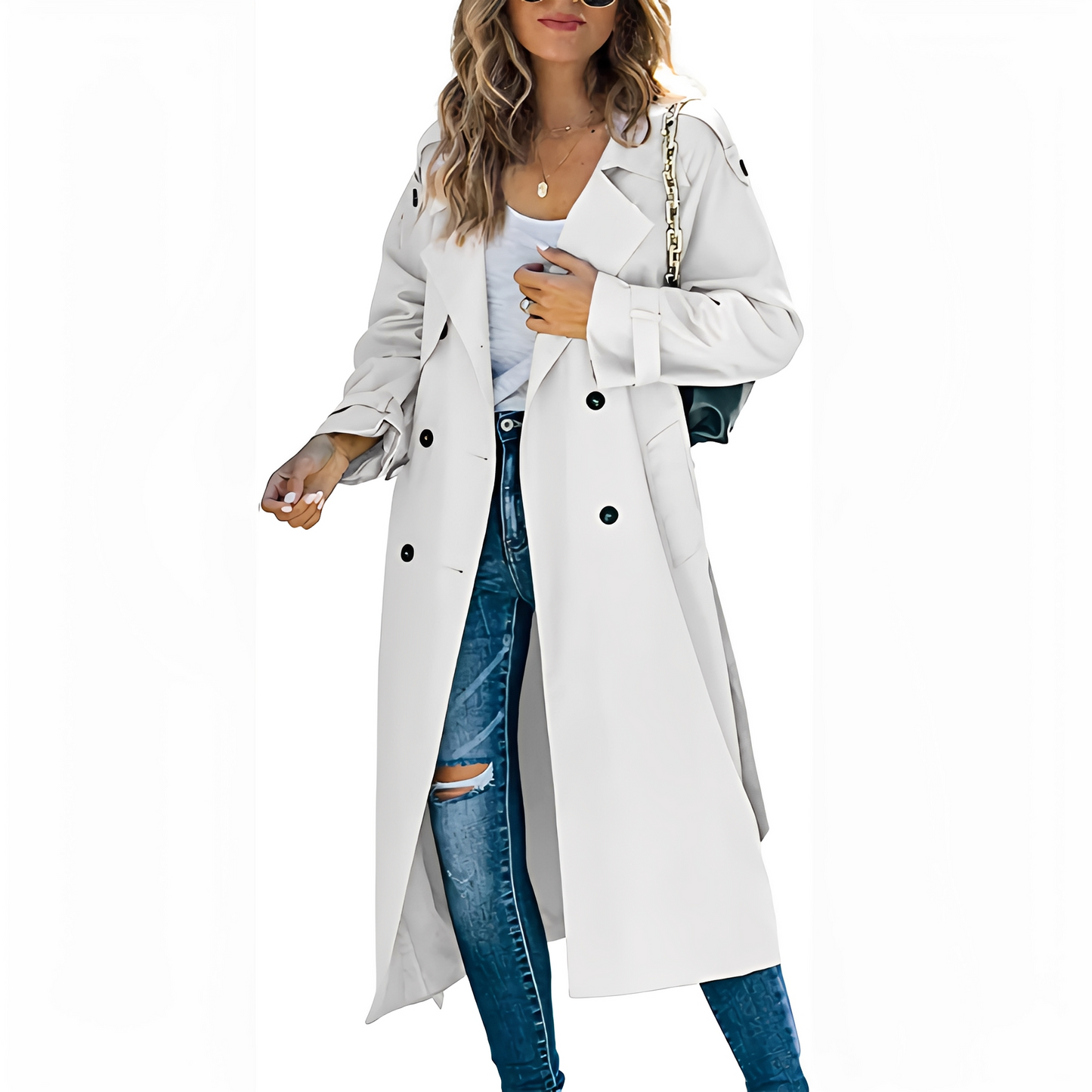Jodie - Stilou lung trench-coat dublu pentru dame