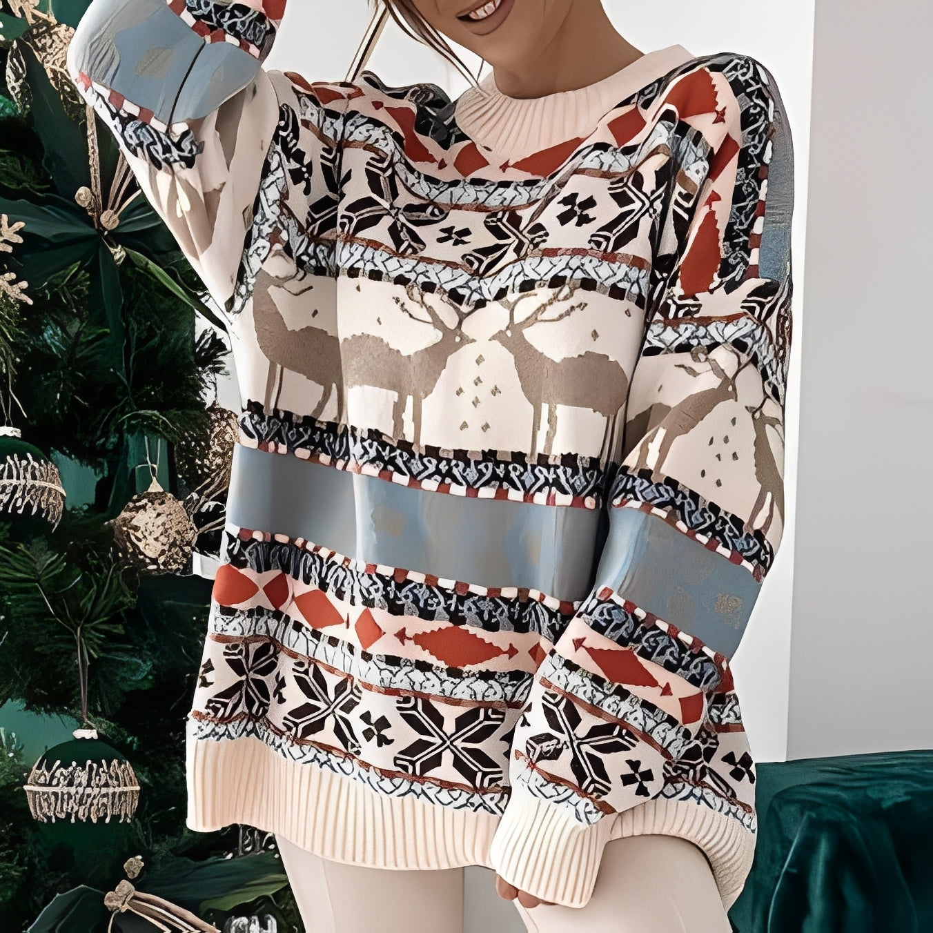 Rosemary - Pulover de Crăciun stilizat și cald pentru femei