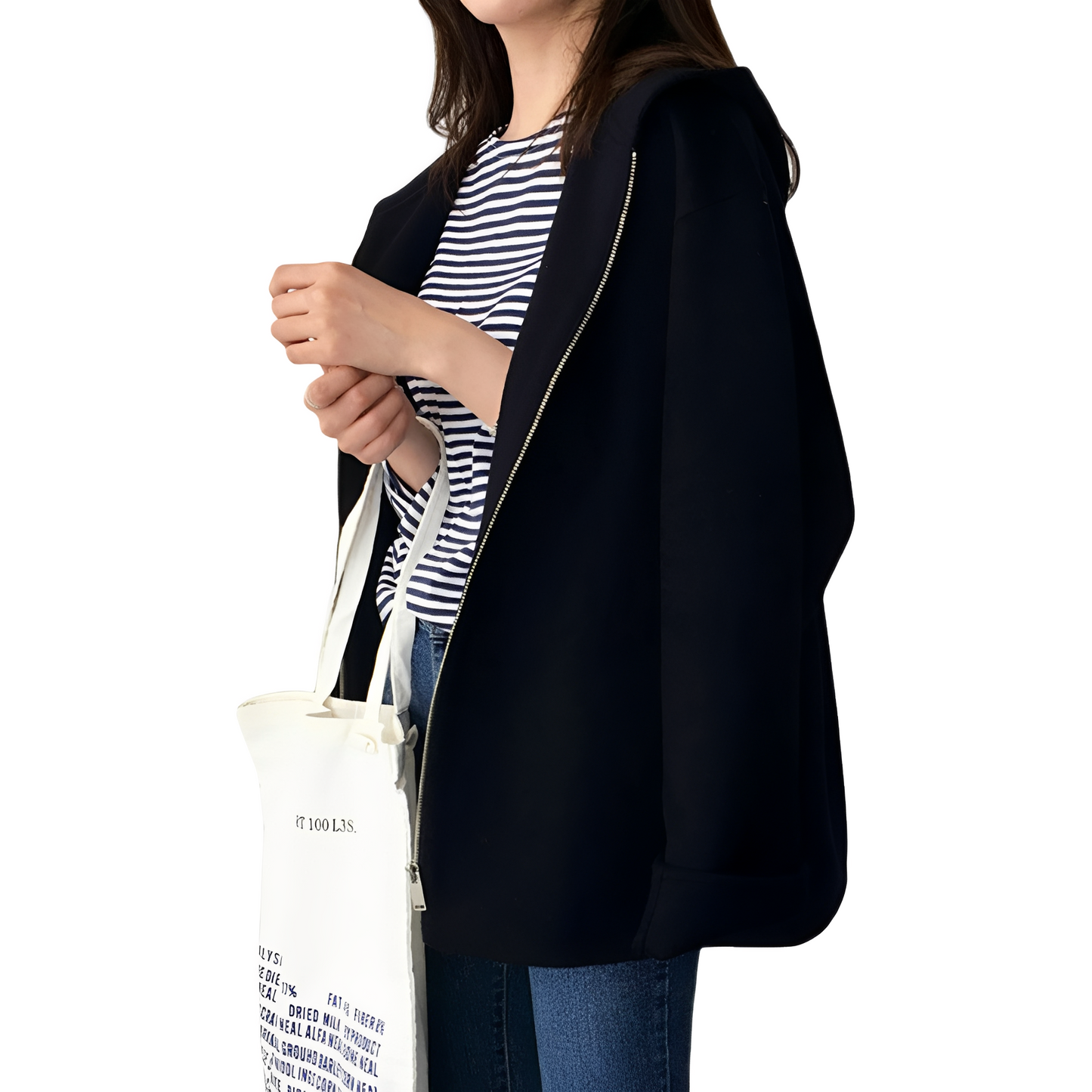 Julie - Manta de lână lejeră cu fermoar pentru femei