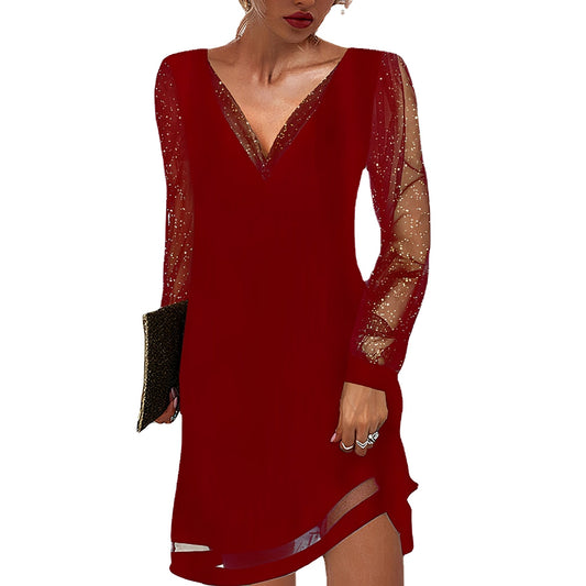 Annalee - Rochie elegantă cu mâneci transparente pentru dame