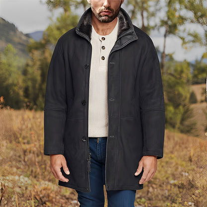 Eddie - Clasică jachetă din piele întoarsă de lungime medie pentru bărbați