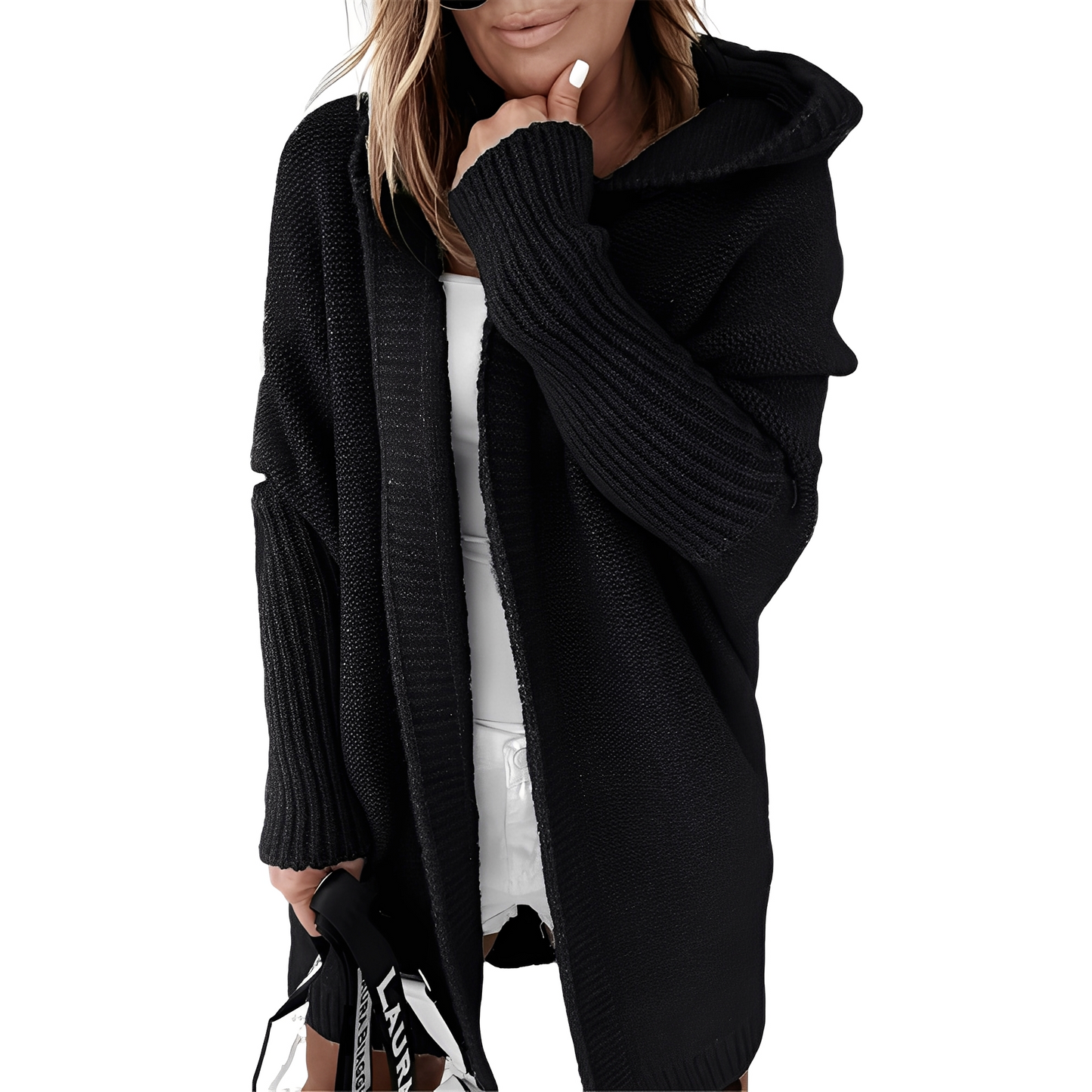 Maryellen - Cardigan tricotat cu glugă pentru femei