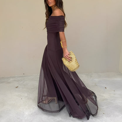 Eunice - Rochie Maxi Elegantă din Mesh pentru Femei