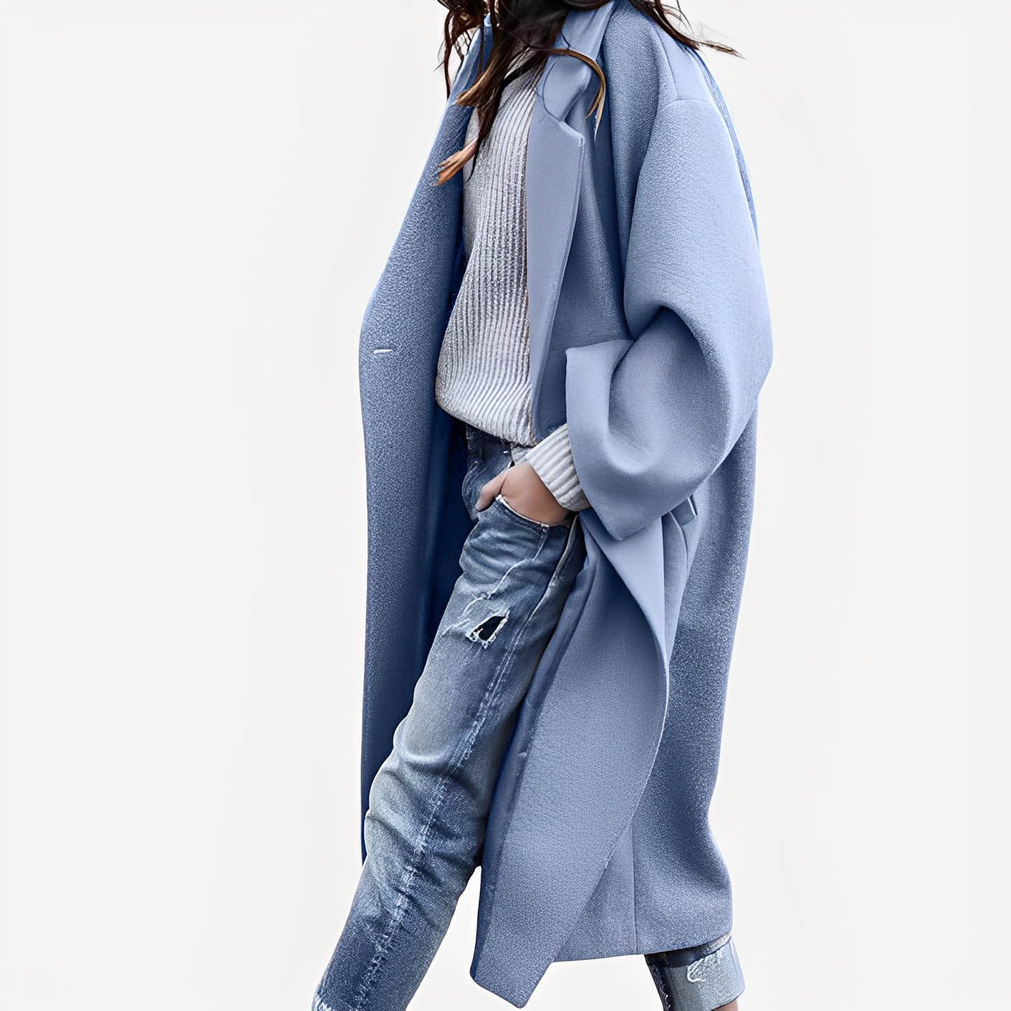 Camellia - Manta lungă de lână lejeră pentru femei