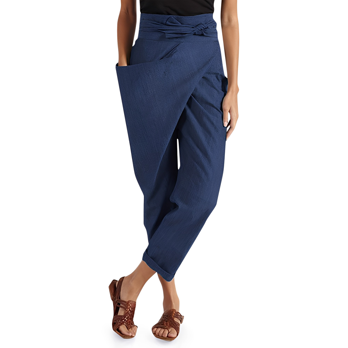 Courteney - Pantaloni harem lejeri cu talie înaltă pentru femei