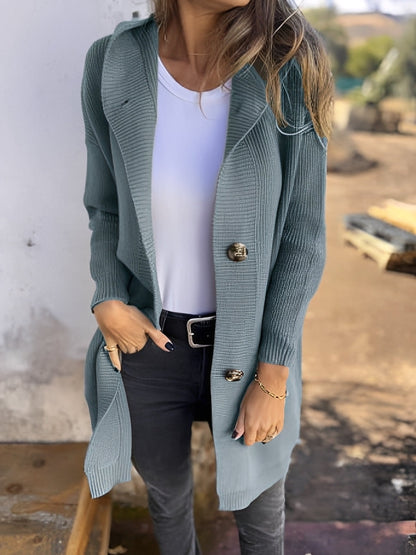 Kimmie - Cardigan lung lejer cu glugă pentru femei