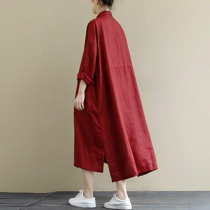 Chelsie - Rochie maxi oversized cu nasturi pentru femei