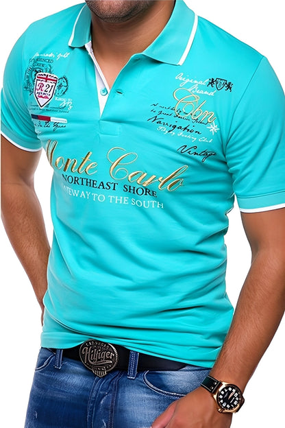 Brent - Poloshirt lejer cu print pentru bărbați