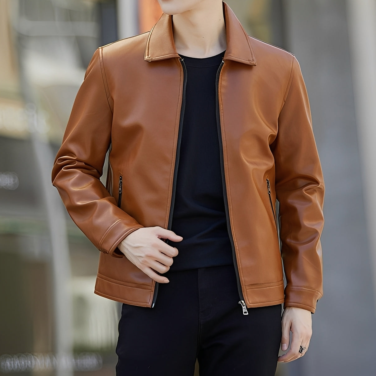 Ewan - Geacă bomber modernă din piele pentru bărbați