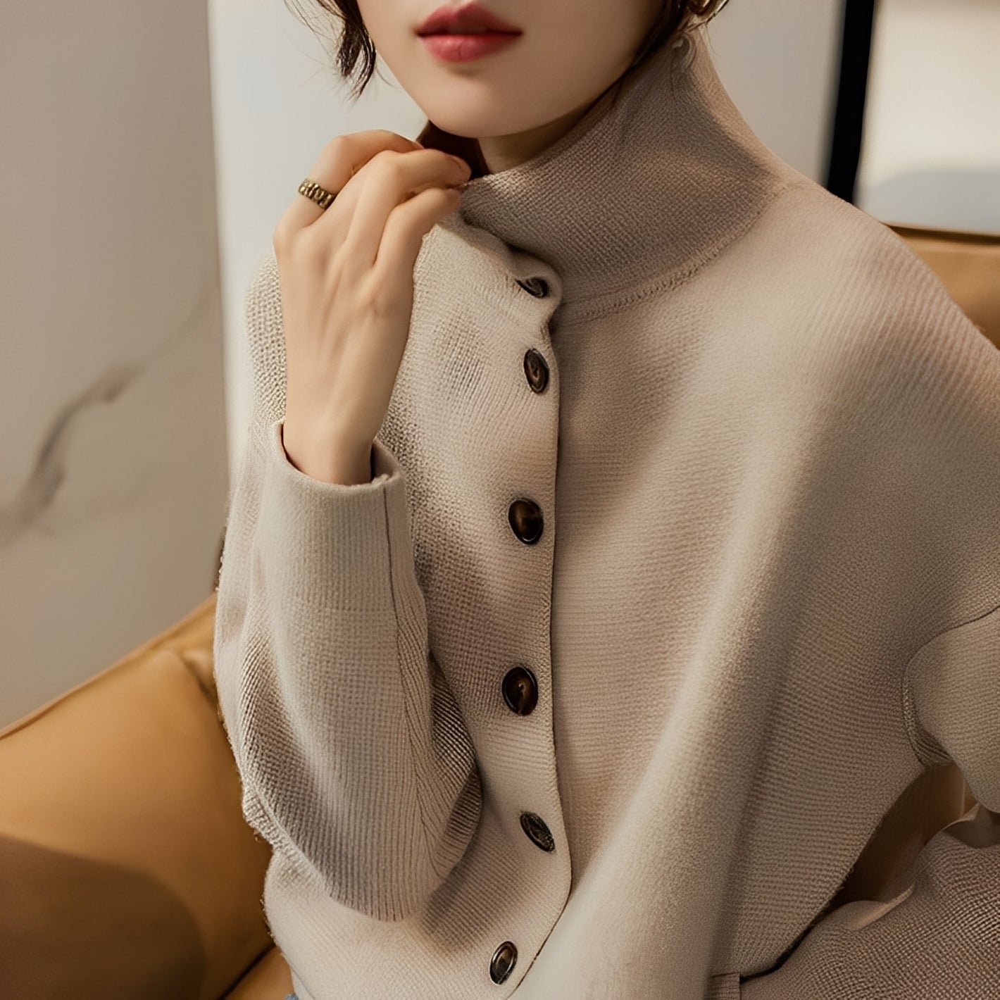 Evelynn - Pulover tricotat elegant cu guler înalt pentru femei