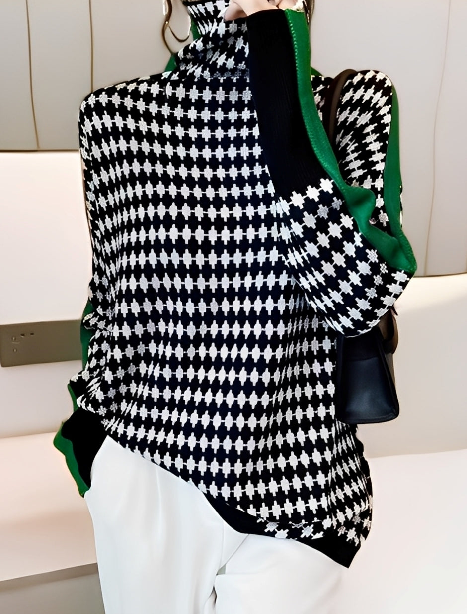 Bryony - Pulover tricotat stilat cu guler înalt pentru femei