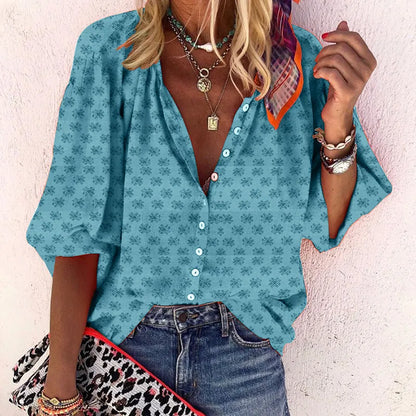 Isabella - Top cu flori și nasturi vintage