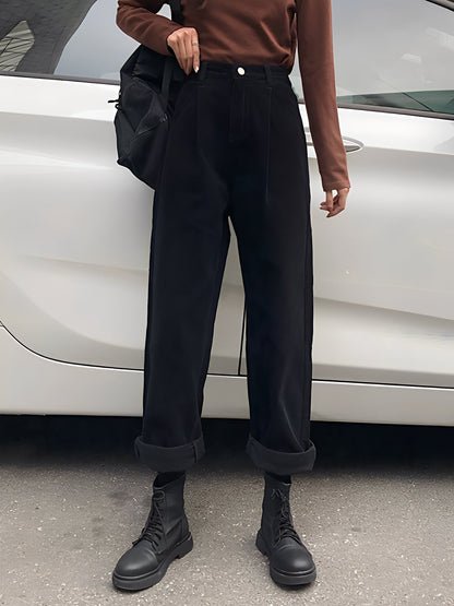 Shelbie - Pantaloni clasici din cord cu picior larg pentru femei