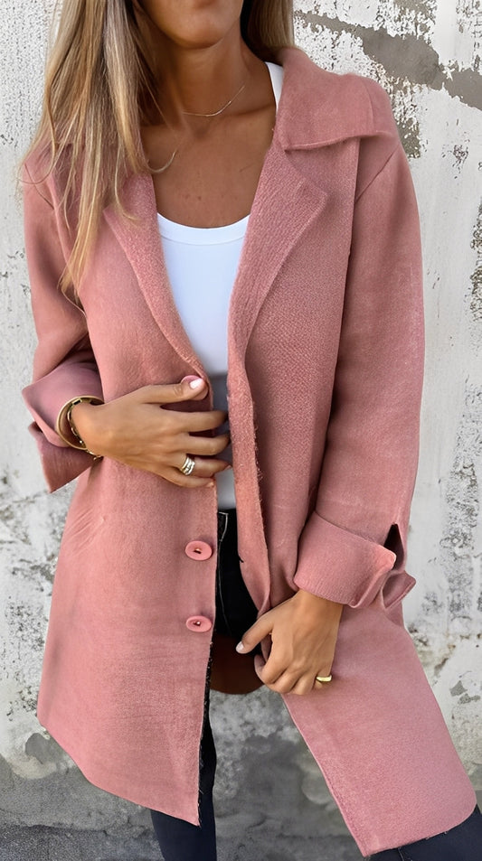 Meridith - Palton lung stilat cu guler revers pentru femei