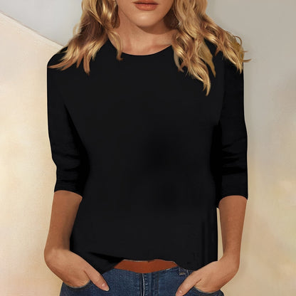 Katherina - Tricou lejer cu mânecă lungă și decolteu rotund pentru femei