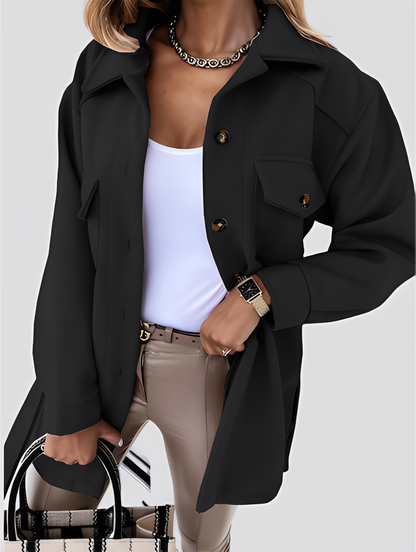 Tiffanie - Modernă, ușoară jachetă din lână cu guler rever pentru dame