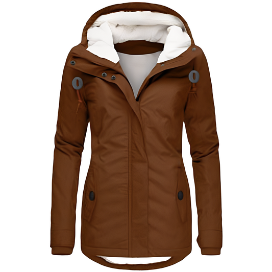 Valary - Jachetă de catifea impermeabilă cu glugă pentru femei