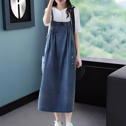 Kelsey - Rochie din blugi casual cu buzunare pentru femei