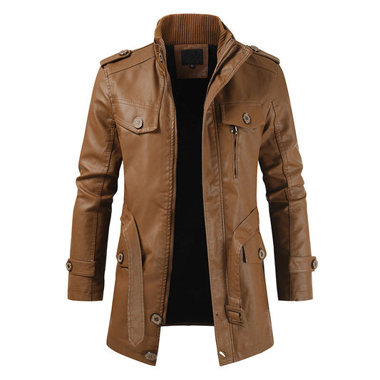 Howard - Trench retro de piele pentru bărbați