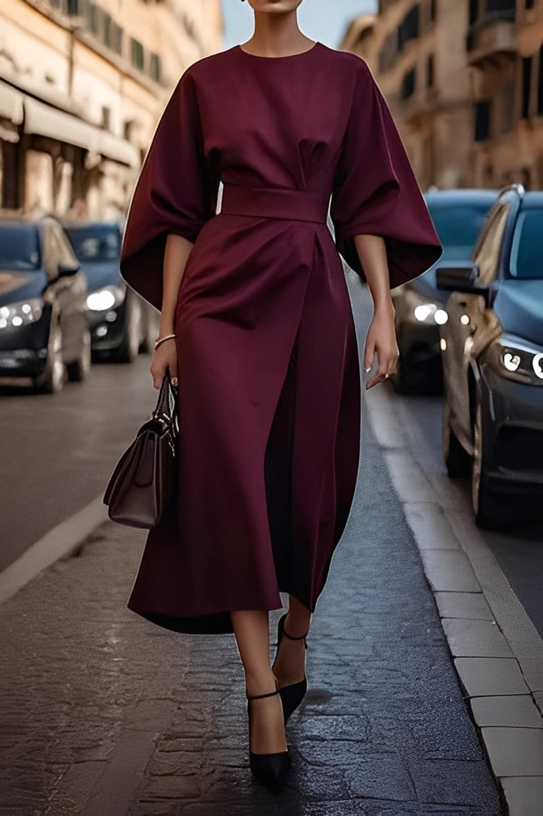 Nicole - Elegantă rochie midi cu mâneci lanternă pentru femei