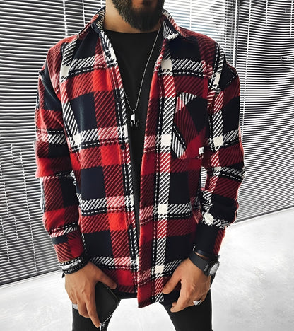 Eugene - Cămașă cu mânecă lungă în carouri elegantă pentru bărbați