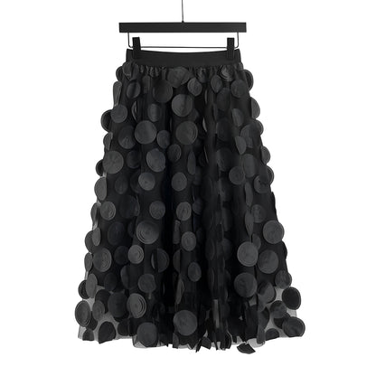 Haylee - Fustă midi elegantă din mesh pentru femei