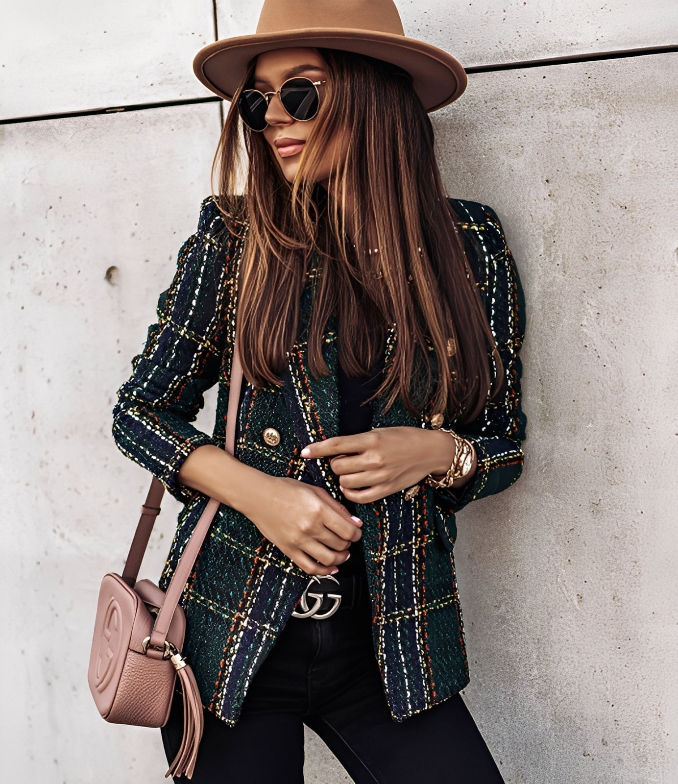 Cheri - Stilful, slim cusut Blazer cu model carouri pentru dame