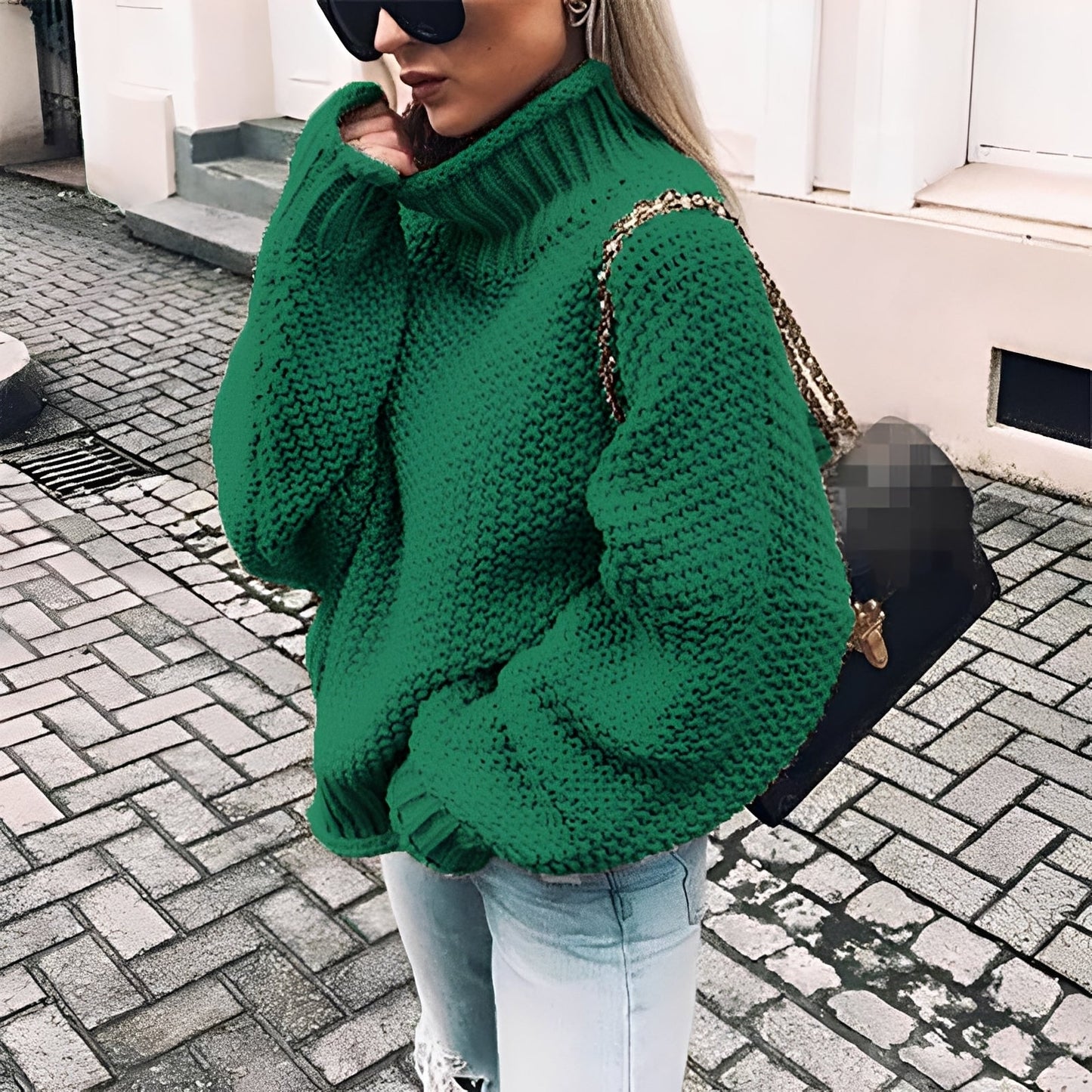 Paulina - Pulover cu guler înalt din tricot gros pentru femei