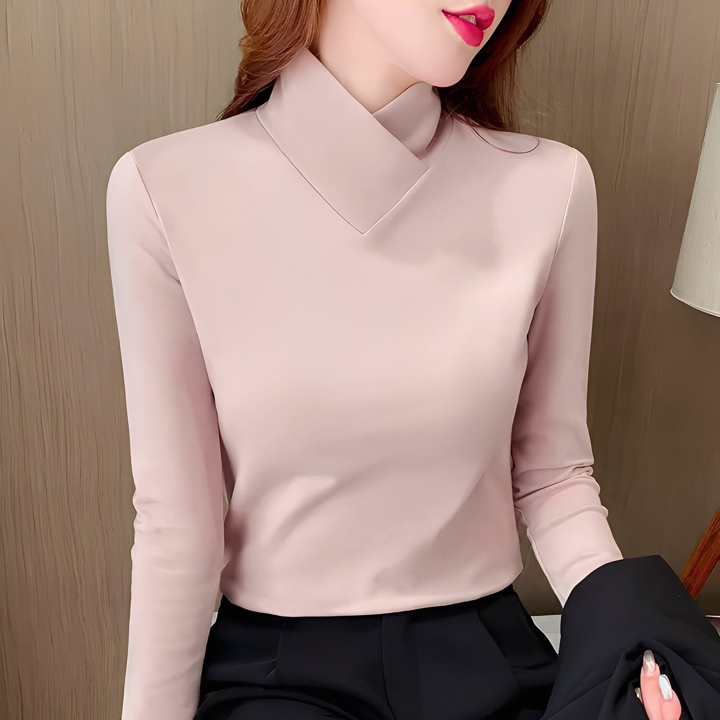 Mikayla - Pulover elegant, slim, cu guler înalt pentru dame