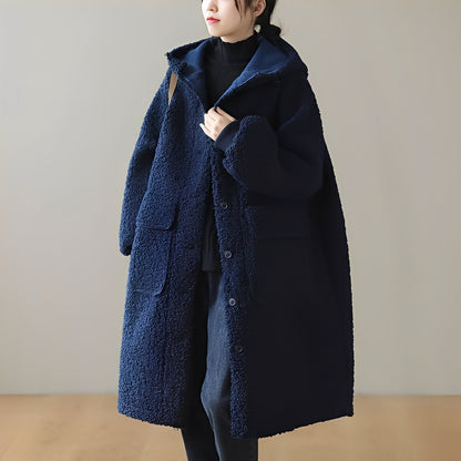 Nydia - Palton de lână cald cu glugă pentru femei