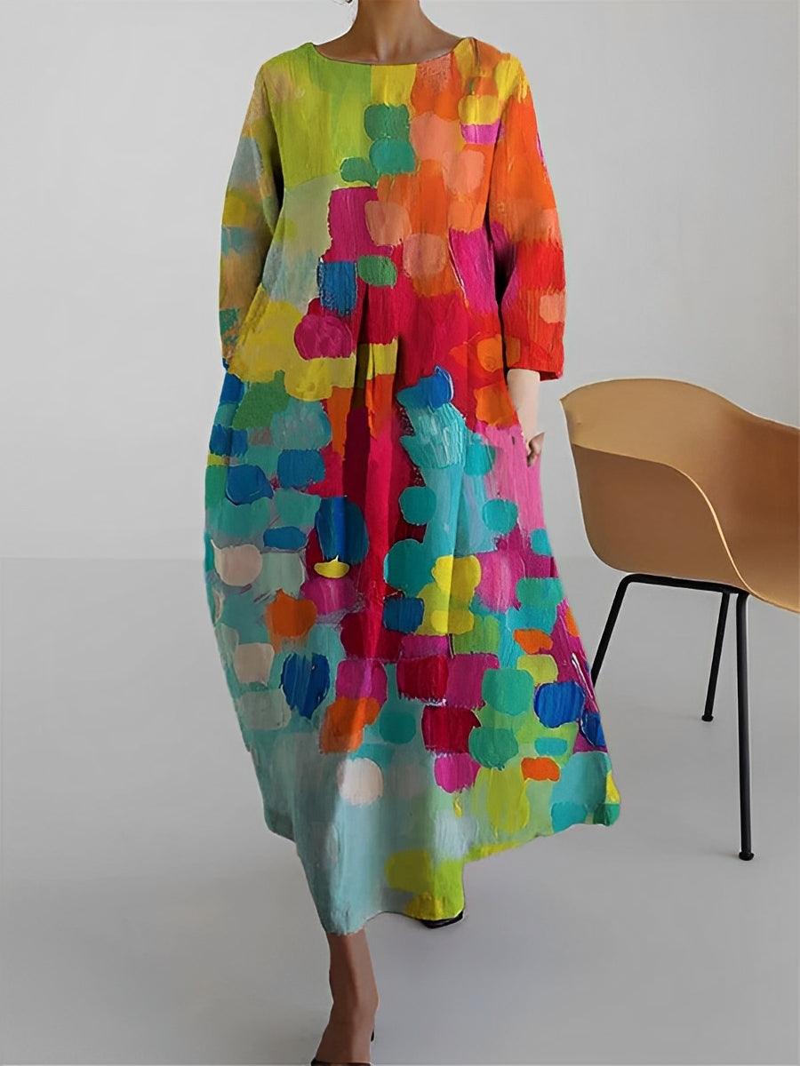 Claudia - Rochie multicoloră cu mâneci scurte pentru femei