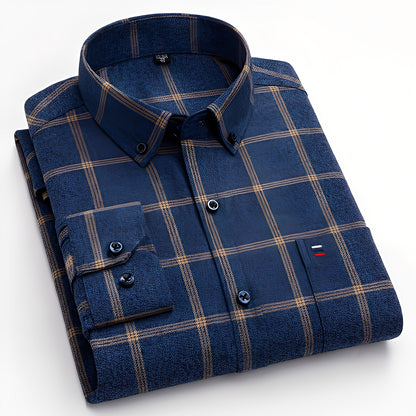 Nikolas - Cama?a casual în carouri din bumbac pentru barba?i