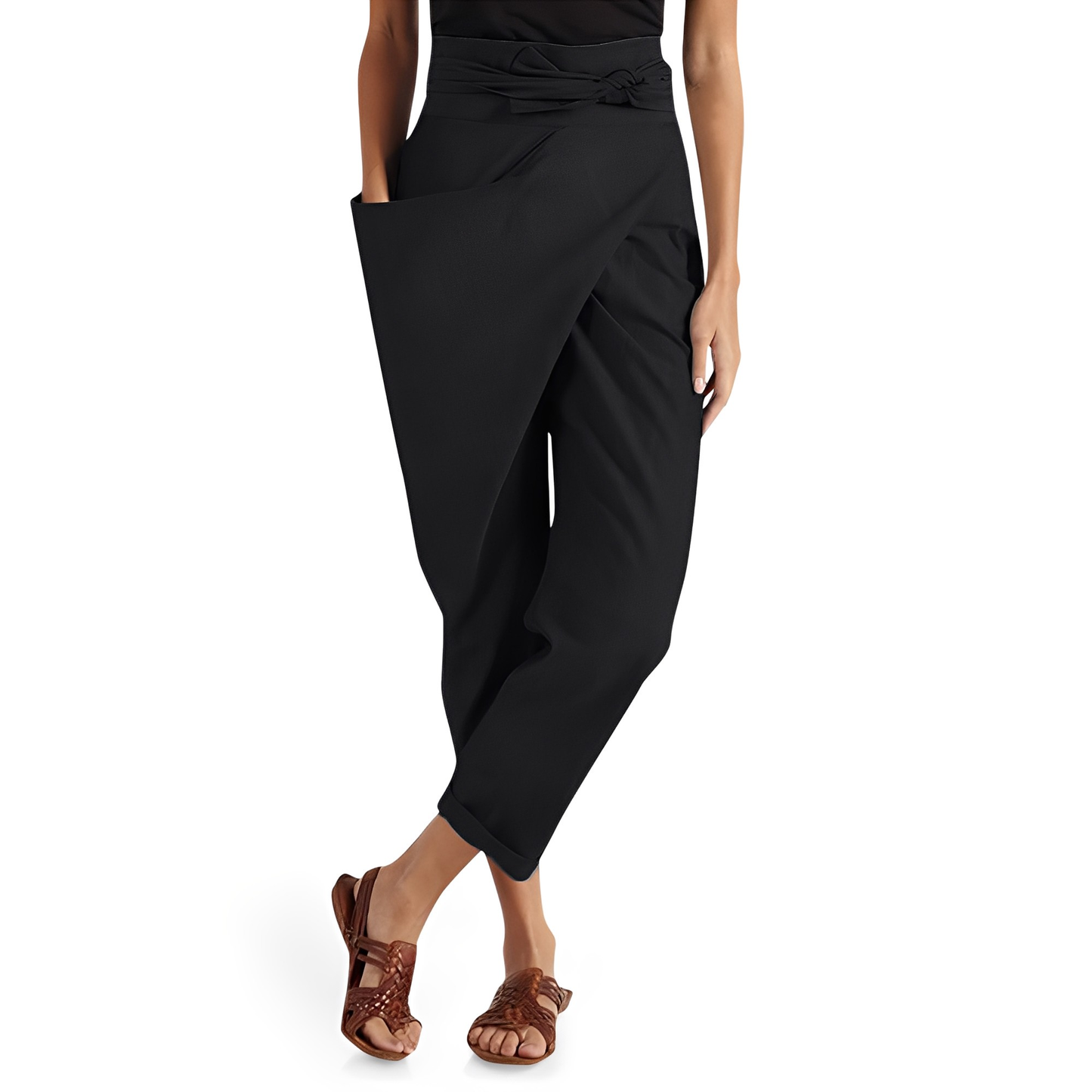 Courteney - Pantaloni harem lejeri cu talie înaltă pentru femei