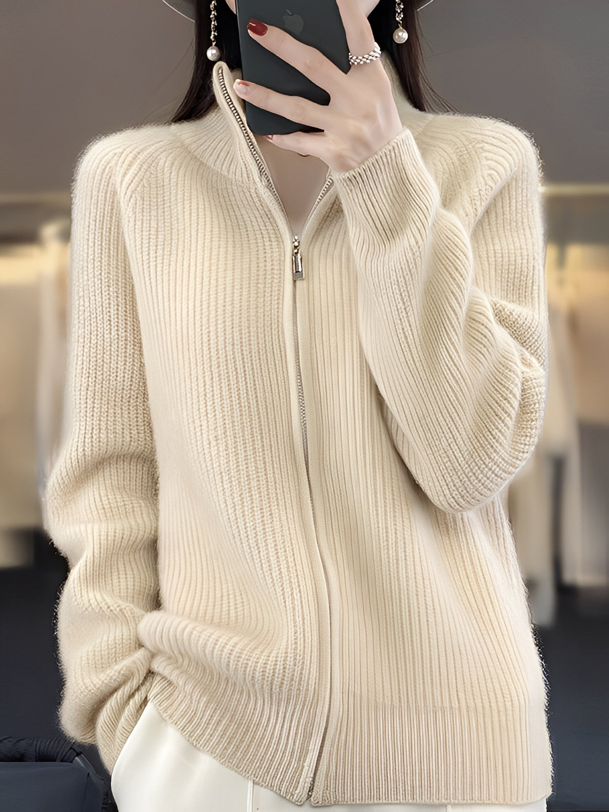 Brylee - Jachetă modernă din lână cu fermoar pentru femei