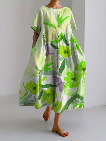 Diana - Rochie Vintage cu Imprimeu Botanic cu Flori